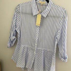 Light blue w/ White stripes blouse